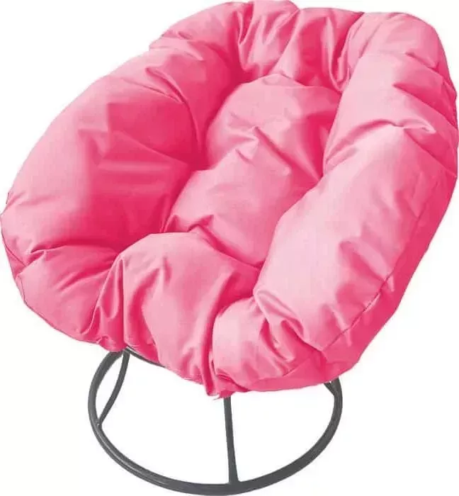 Кресло Планета про Пончик без ротанга серое, розовая подушка