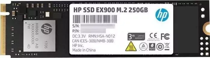 SSD накопитель HP 250GB EX900 M.2, NVMe 3D TLC [R/W - 2100/1300 MB/s]