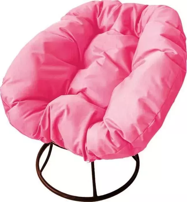 Кресло Планета про Пончик без ротанга коричневое, розовая подушка