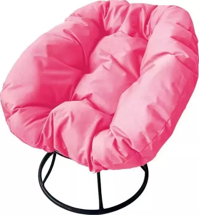 Кресло Планета про Пончик без ротанга черное, розовая подушка