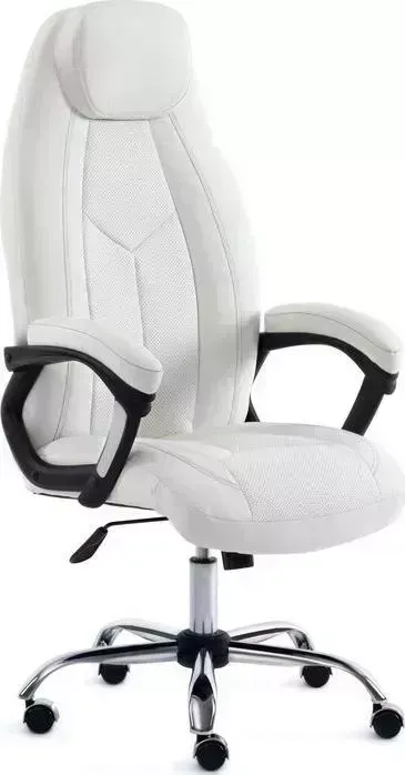 Кресло офисное TetChair Boss (хром) кож/зам, белый 36-01/36-01/06