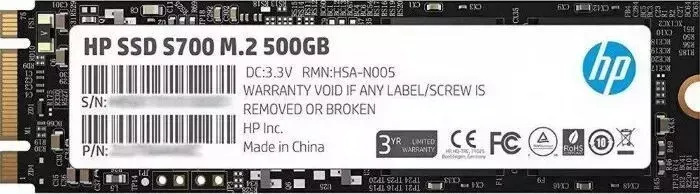 SSD накопитель HP 500GB S700 M.2, SATA III, 3D TLC [R/W - 563/515 MB/s]