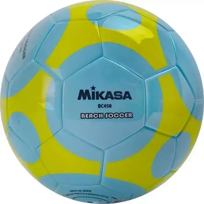 Мяч для пляжного футбола MIKASA BC450, р.5, 32 панели, термосшивка, голубо-желтый