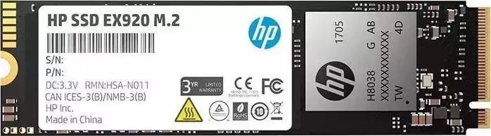 SSD накопитель HP 512GB EX920 M.2, NVMe 3D TLC [R/W - 3200/1600 MB/s]