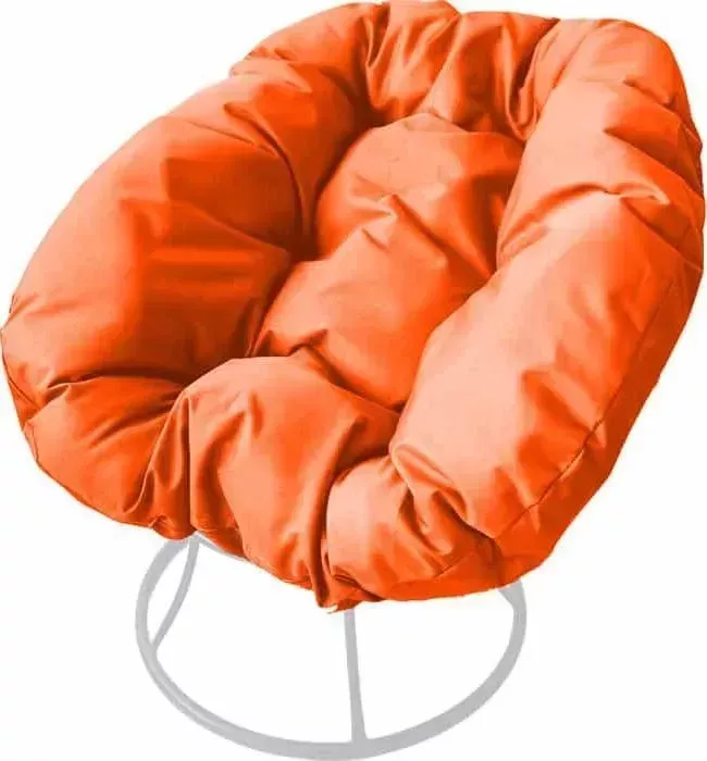 Кресло Планета про Пончик без ротанга белое, оранжевая подушка