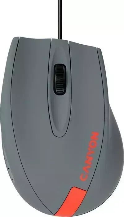 Мышь проводная CANYON Wired Optical Mouse with 3 keys, DPI 1000 With 1.5M USB cable,Gray-Red,size 68*110*38mm,weight:0.072kg (CNE-CMS11DG)