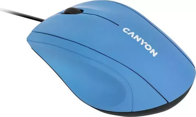 Мышь проводная CANYON Wired Optical Mouse with 3 keys, DPI 1000 With 1.5M USB cable,Light Blue,size 72*108*40mm,weight:0.077kg (CNE-CMS05BX)