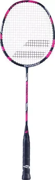 Ракетка для бадминтона Babolat First I, арт. 601327-156, алюминиевый обод, со струнами, розовый