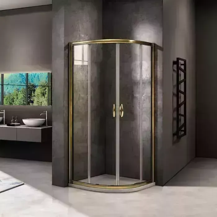 Душевой уголок Good Door Jazz R 100x100 с поддоном, прозрачный, золото