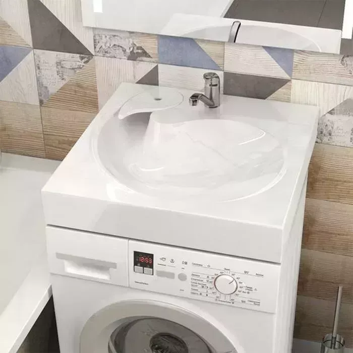 Раковина над стиральной машиной GREENSTONE Monica 60х60 с сифоном и кронштейнами, белая