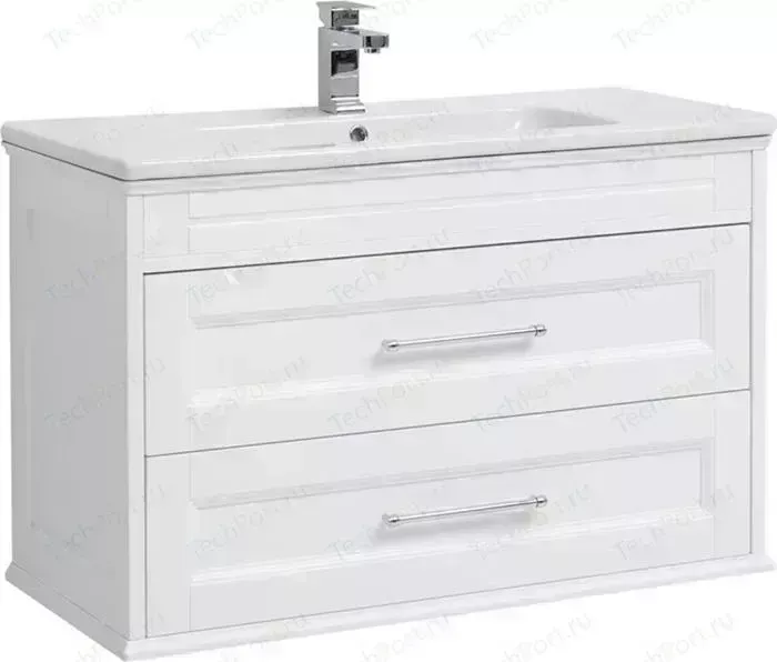 Тумба с раковиной AQUANET с Бостон М Эйфория 100 белая матовая (209678, 197961)
