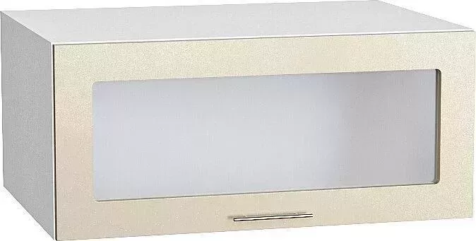 Шкаф верхний VIVAT горизонтальный остекленный глубокий Валерия-М Бежевый металлик