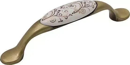 Ручка дверная VIVAT скоба мебельная SF02-04 BA Античная Бронза/Белый