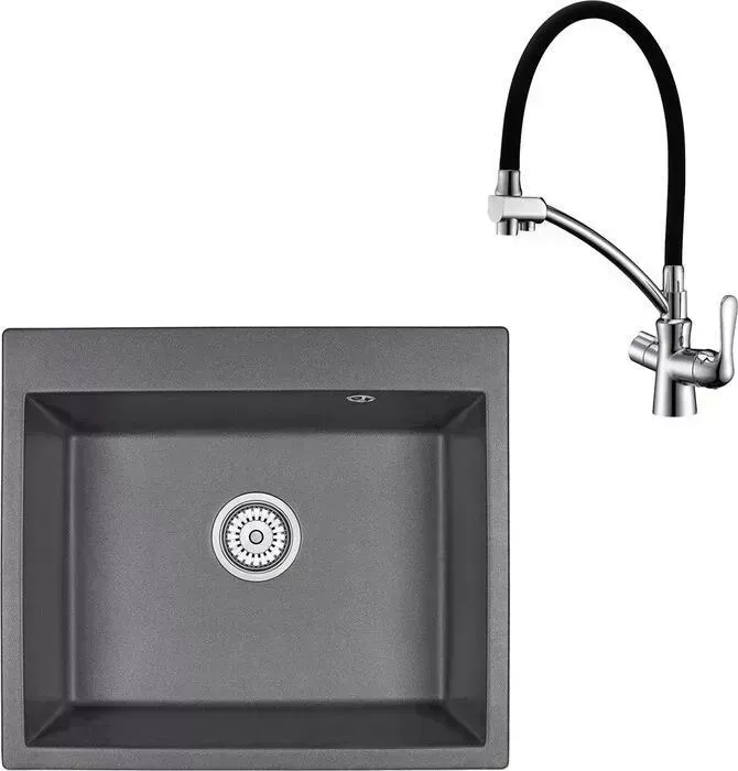 Мойка кухонная и смеситель Granula и GR-6001 графит, Lemark Comfort LM3070C