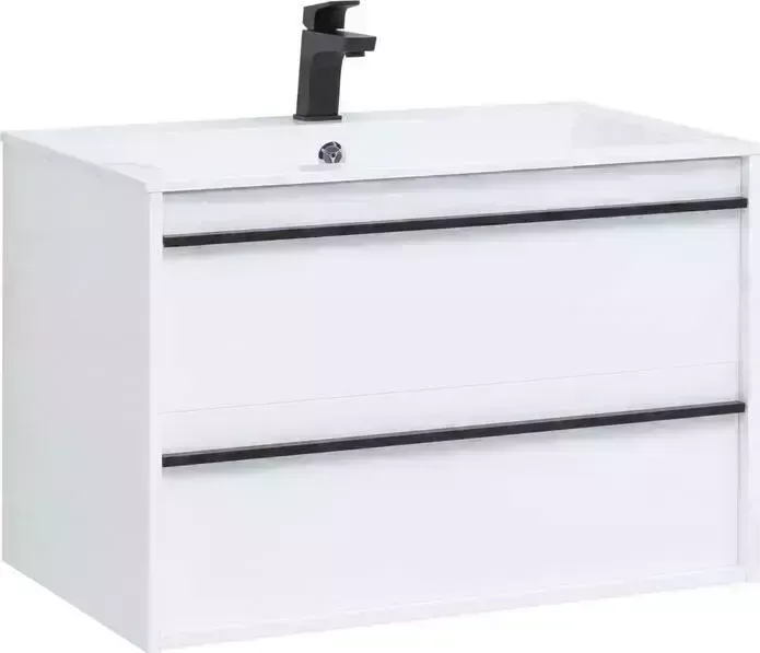 Тумба с раковиной AQUANET с Lino 80 белая матовая (253903, 270158)