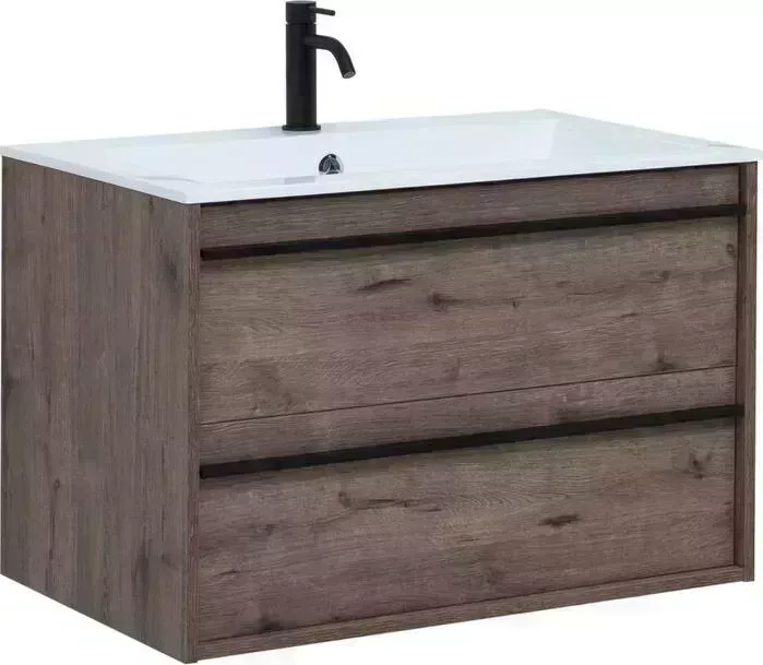 Тумба с раковиной AQUANET с Lino 80 дуб веллингтон (253912, 270158)