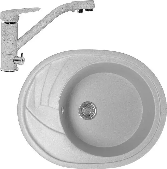 Мойка кухонная и смеситель Mixline и смеситель ML-GM17 серая 310