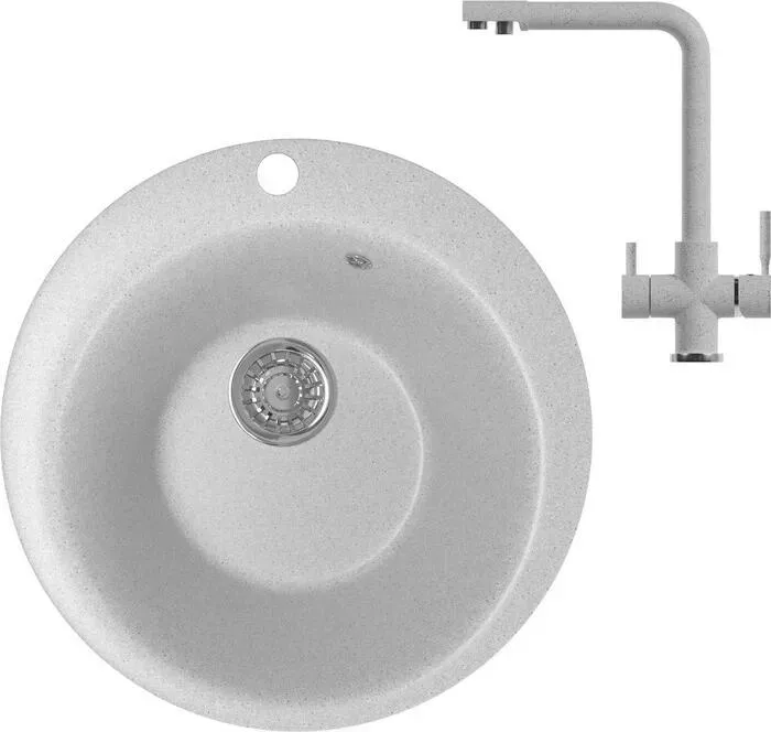 Мойка кухонная и смеситель Mixline и смеситель ML-GM13 серая 310