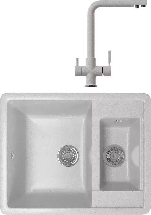 Мойка кухонная и смеситель Mixline и смеситель ML-GM21 серая 310