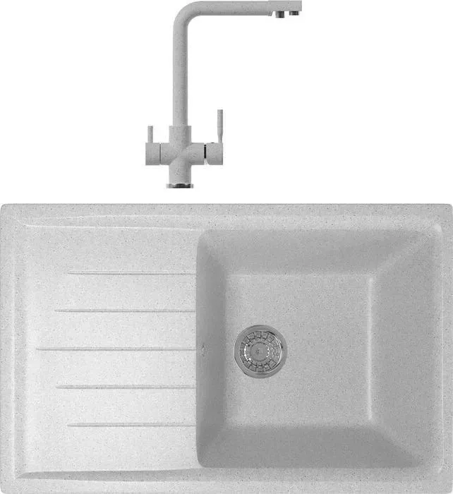 Мойка кухонная и смеситель Mixline и смеситель ML-GM19 серая 310