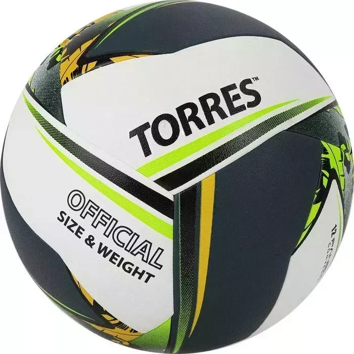 Мяч волейбольный TORRES Save арт. V321505 р.5, бело-зелено-желный