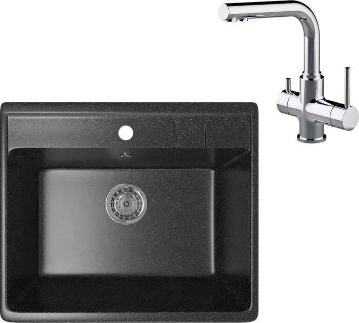 Мойка кухонная и смеситель Mixline и смеситель ML-GM15 черная 308 (4630030633792, LM3061C)