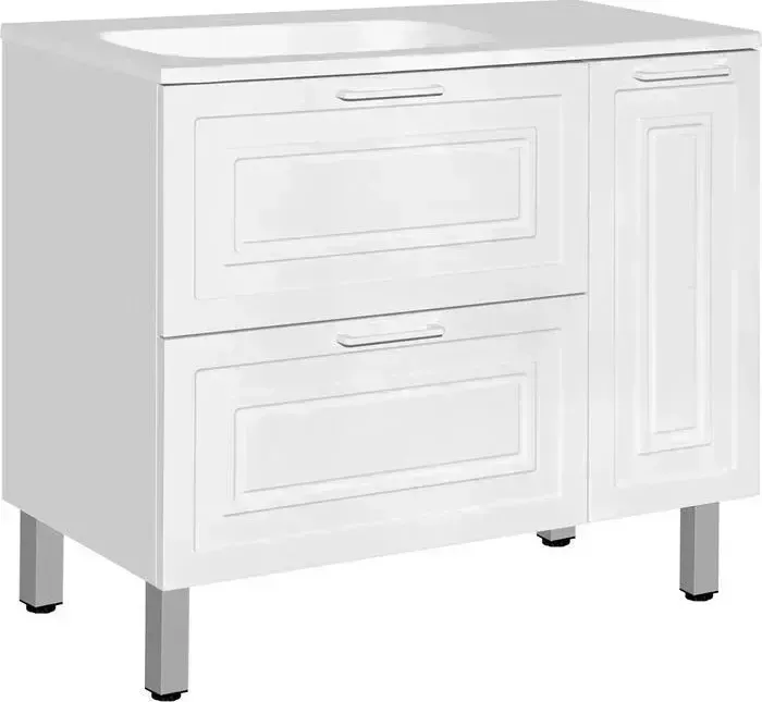 Тумба с раковиной Style line с Альба Люкс 90 левая, белая (4650134472905, 2000949234045)