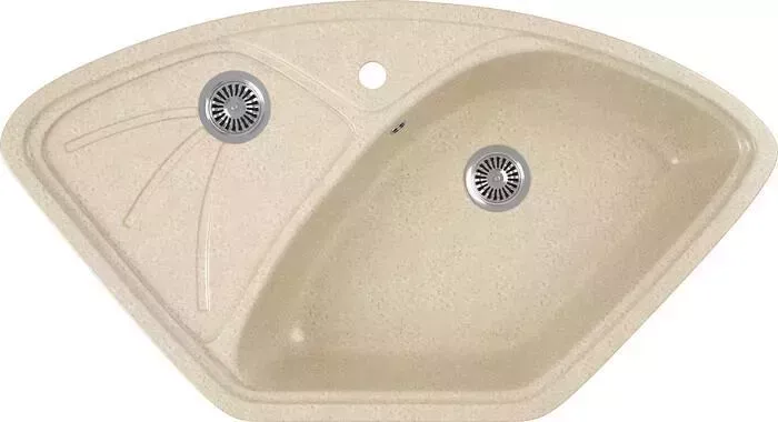 Мойка кухонная GREENSTONE GRS-10E-328 бежевый, с сифоном