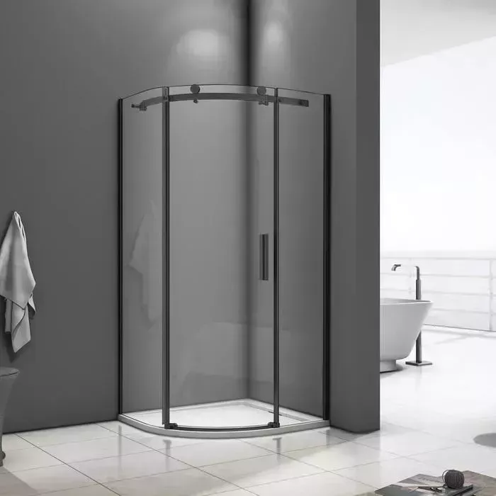Душевой уголок Good Door Galaxy R 100x100 с поддоном, прозрачный, черный