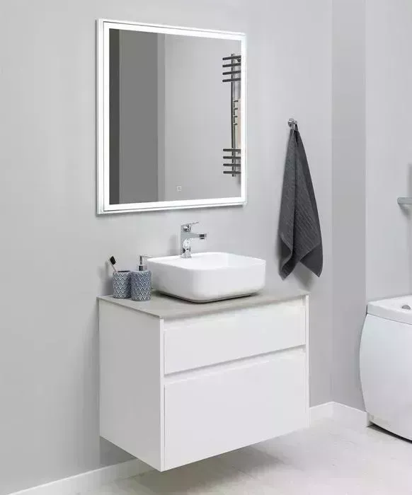 Мебель для ванной AQUANET Nova Lite 75 два ящика, белый глянец/серая