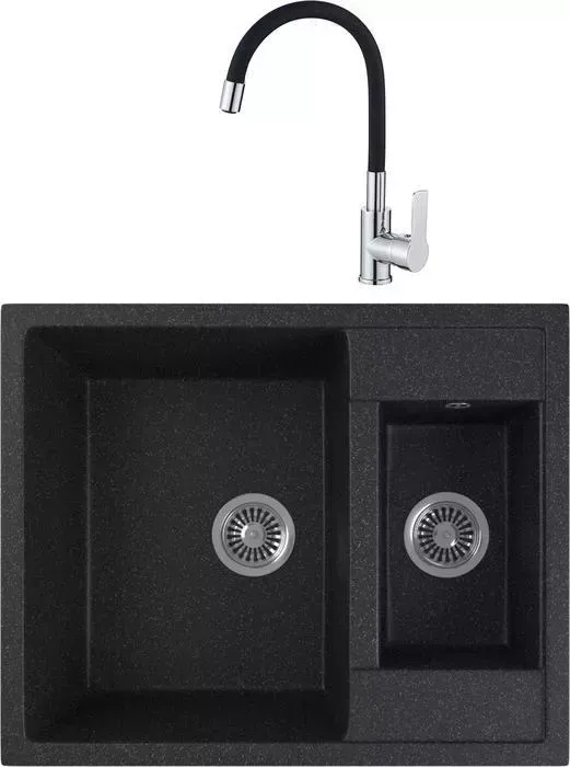 Мойка кухонная и смеситель GREENSTONE и смеситель GRS-21-308 Haiba HB70112-7 черная