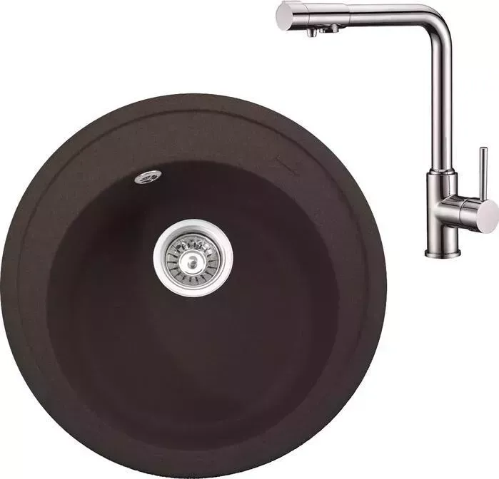 Мойка кухонная и смеситель KAISER и смеситель KGM-510 Dark Brown темно-коричневая (KGM-510-DB, 13044)