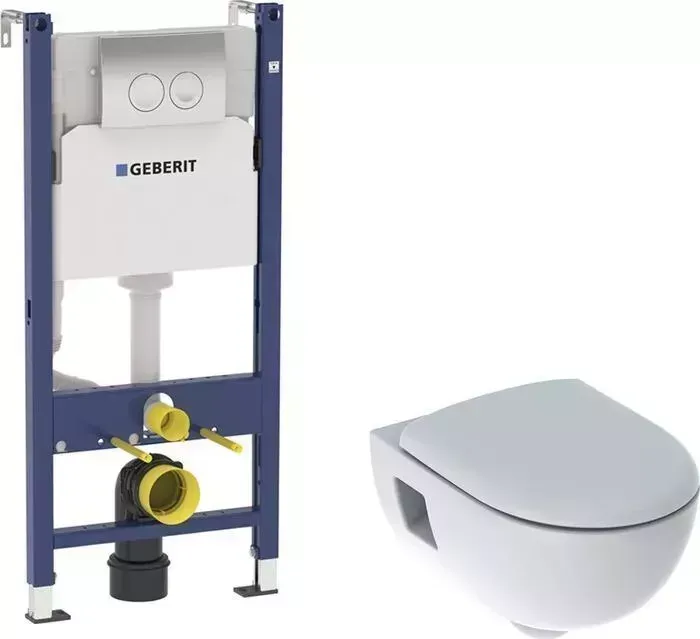 Комплект унитаза с инсталляцией Geberit Renova Rimfree с , c сиденьем микролифт, белый (500.800.00.1, 458.124.21.1)