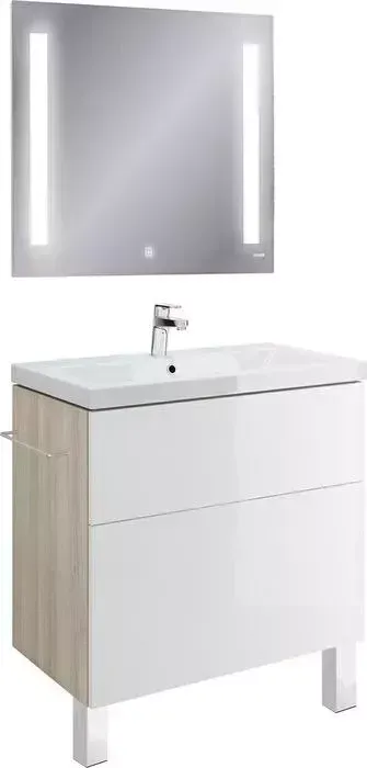 Мебель для ванной CERSANIT Smart 80 с ножками, корпус ясень, фасад белый
