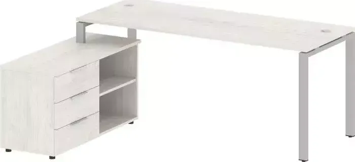 Стол RIVA с тумбой Metal System на П-образном металлокаркасе БП.РС-СТС-2.5 (L) дуб наварра/серый металл