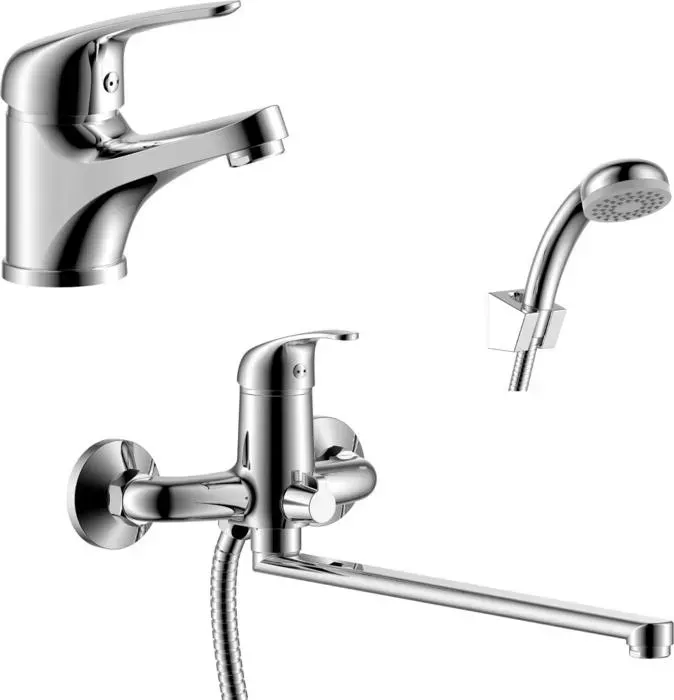 Комплект смесителей Rossinka Silvermix для раковины и ванны, с душем, хром (Y35-32, Y40-11)