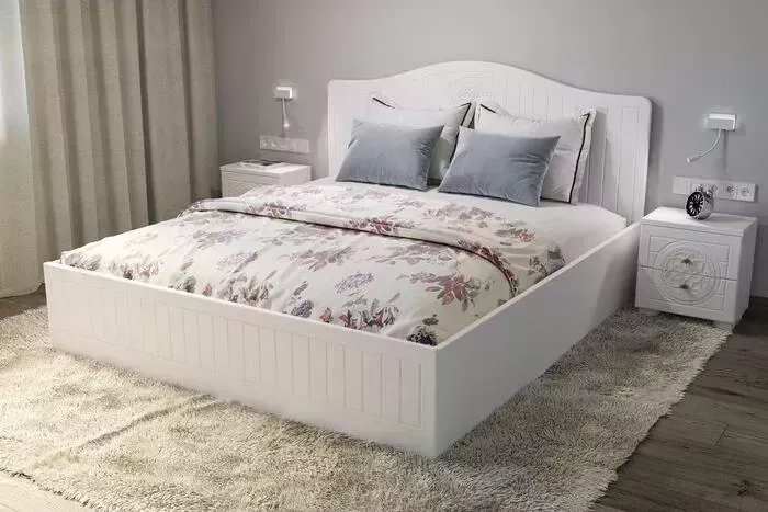 Кровать COMPASS с ламелями и подъемным механизмом Монблан МБ-607К 200x180 белое дерево