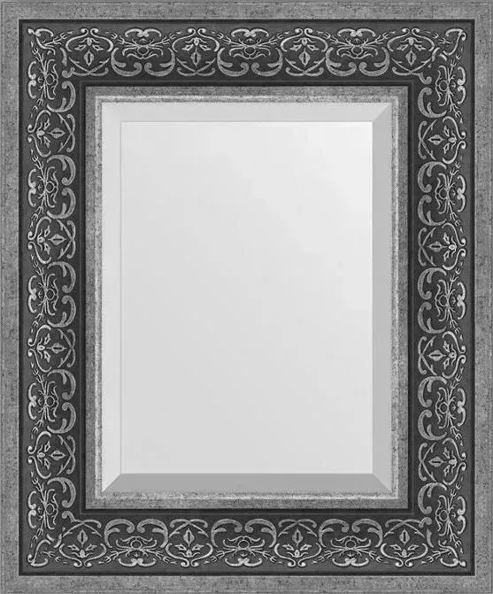 Зеркало Evoform с фацетом в багетной раме Exclusive 49x59 см, вензель серебряный 101 мм (BY 3371)