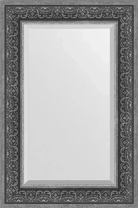 Зеркало Evoform с фацетом в багетной раме Exclusive 59x89 см, вензель серебряный 101 мм (BY 3423)