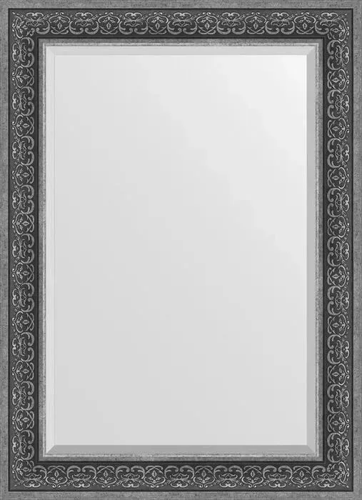 Зеркало Evoform с фацетом в багетной раме Exclusive 79x109 см, вензель серебряный 101 мм (BY 3475)