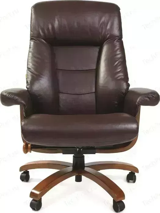 Кресло офисное CHAIRMAN СН 400, кожа + PU, коричневый