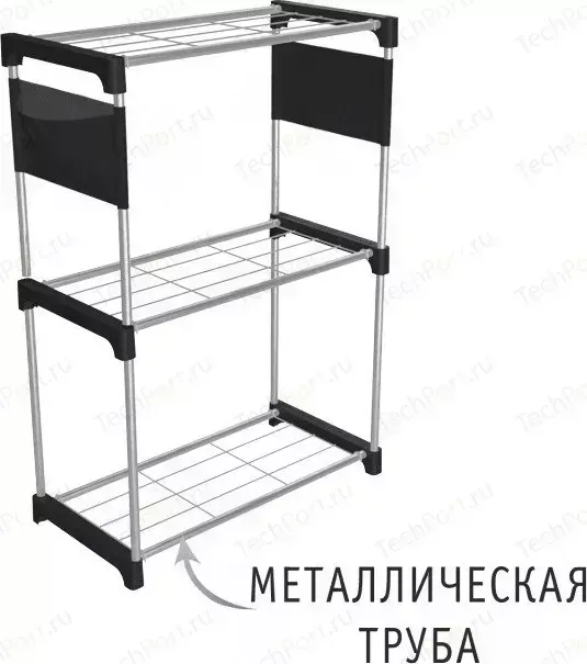 Стеллаж Sheffilton SHT-SS4 черный/хром лак/черный