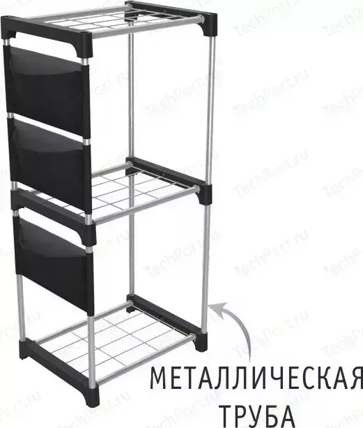 Стеллаж Sheffilton SHT-SS9 черный/хром лак/черный