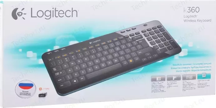 Фото №2 Клавиатура LOGITECH Wireless Keyboard K360 Black USB (920-003095)