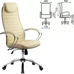 Кресло офисное Метта BC-5CH кожа хром бежевое 80142