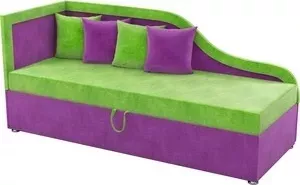 Детский диван АртМебель Дюна микровельвет зелено-фиолетовый левый угол