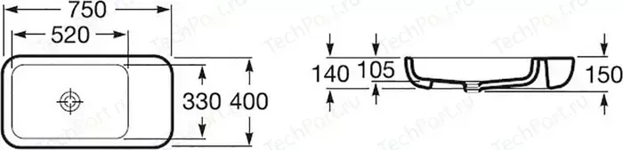 Раковина ROCA Khroma накладная 75х40 см (327655000)