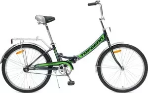 Велосипед TOP GEAR складной 24" Compact 50, 1 скорость, черный/зеленый (ВНС2482)