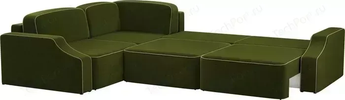 Диван угловой АртМебель Триумф Long slide микровельвет зеленый левый угол