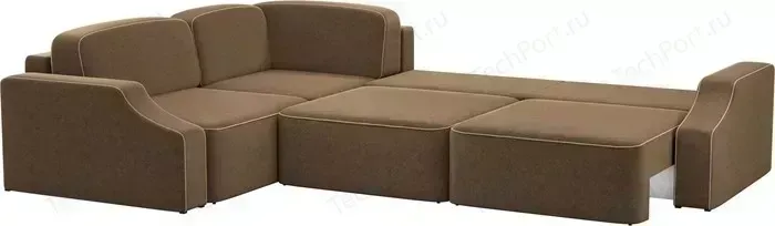 Диван угловой АртМебель Триумф Long slide микровельвет коричневый левый угол LONG SLIDE
